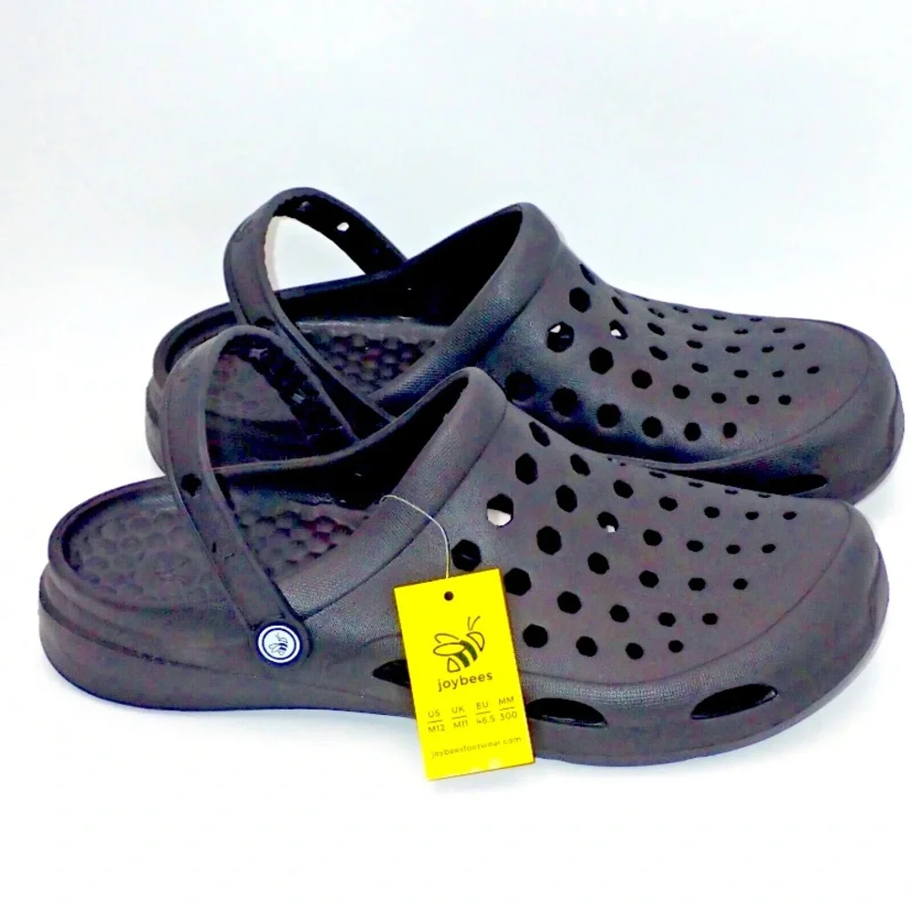 Joy Bees Rubber Shoes Clogs Sandals Slip On Black